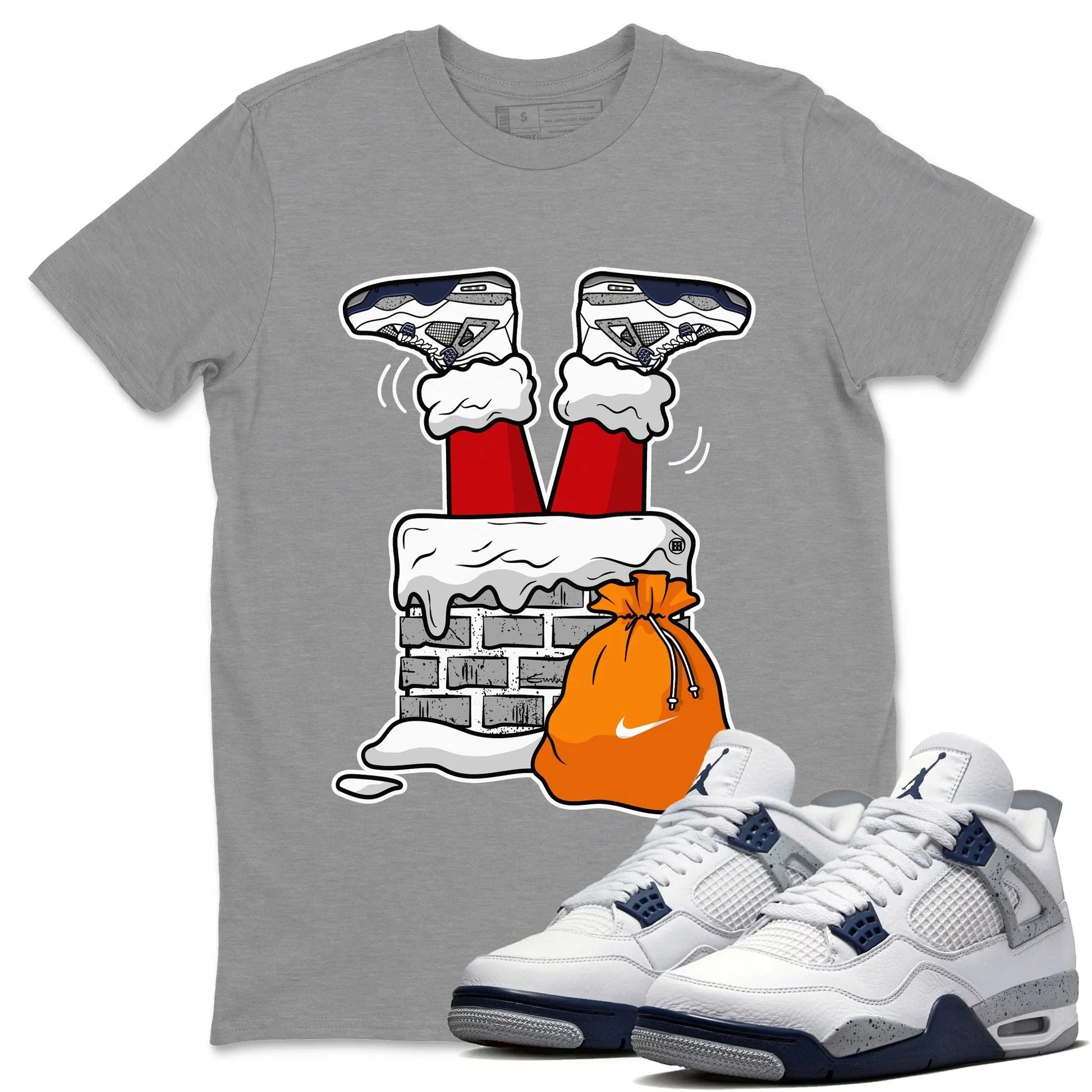 Jordan 4 Midnight Navy Sneaker Match Tees Santa Stuck In Chimney Sneaker Tees Jordan 4 Midnight Navy Sneaker Release Tees Unisex Shirts