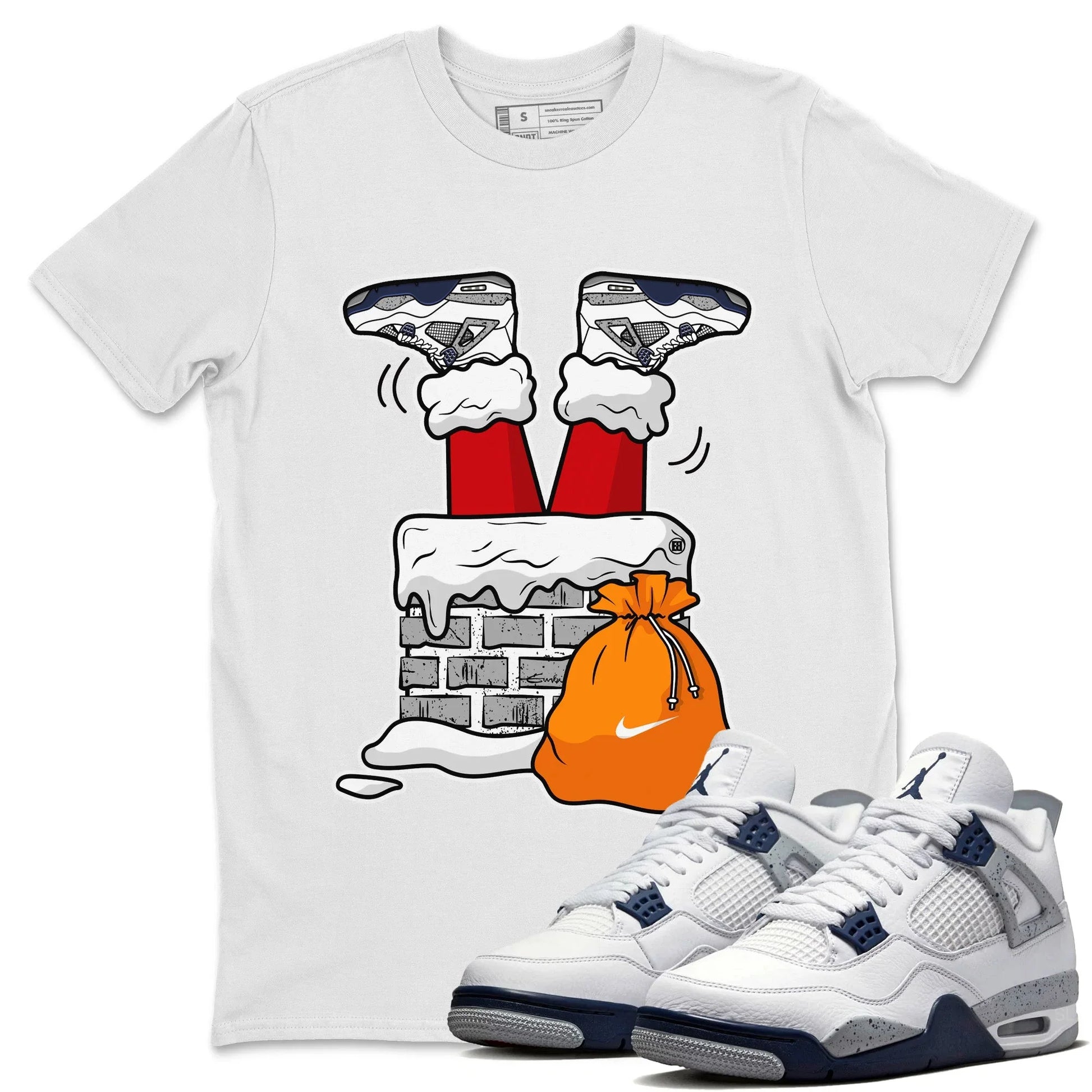 Jordan 4 Midnight Navy Sneaker Match Tees Santa Stuck In Chimney Sneaker Tees Jordan 4 Midnight Navy Sneaker Release Tees Unisex Shirts