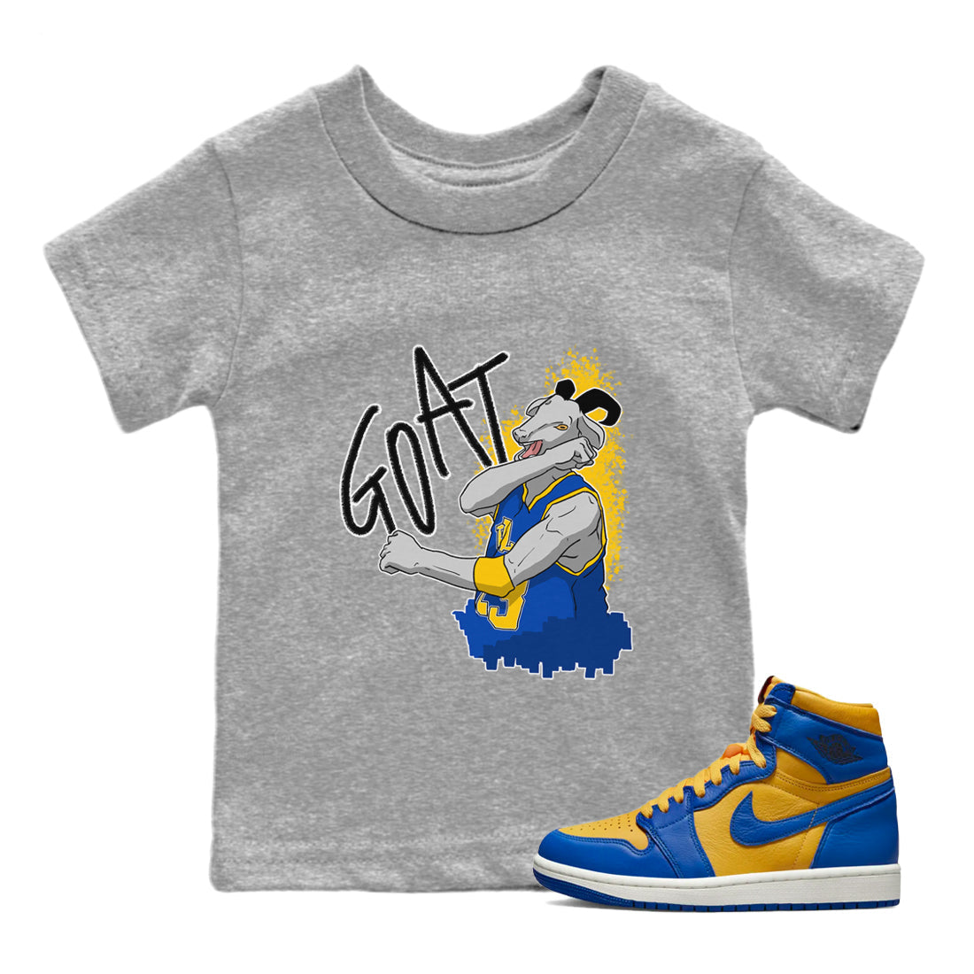 Jordan 1 Game Royal Varsity Maize | Screaming Goat Kids Shirts