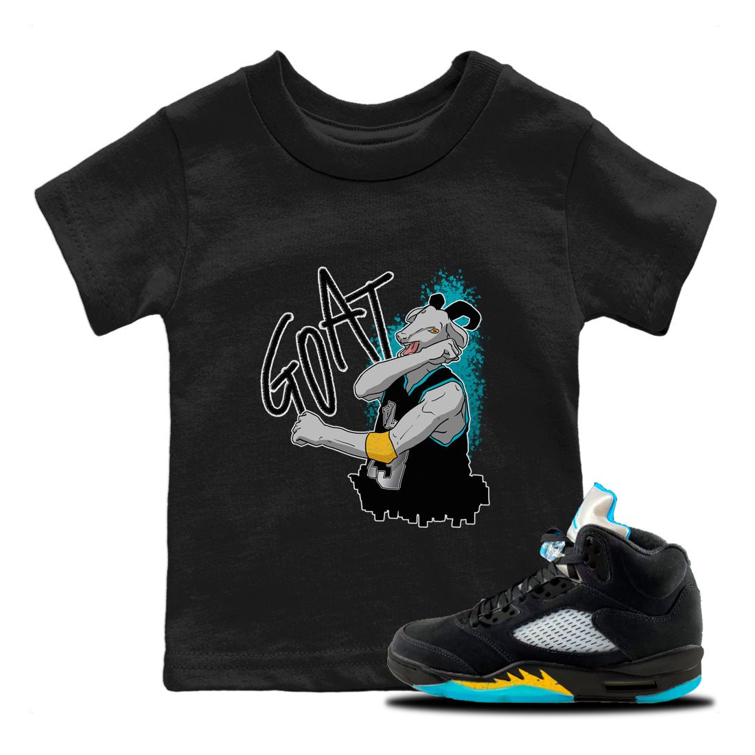 Jordan 5 Aqua Sneaker Match Tees Screaming Goat Sneaker Tees Jordan 5 Aqua Sneaker Release Tees Kids Shirts