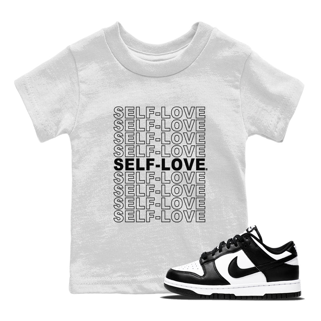 Dunk Panda Sneaker Match Tees Self Love Sneaker Tees Dunk Low Panda Dunks Black White SNRT Sneaker Release Tees Kids and Baby Youth Shirts White 1