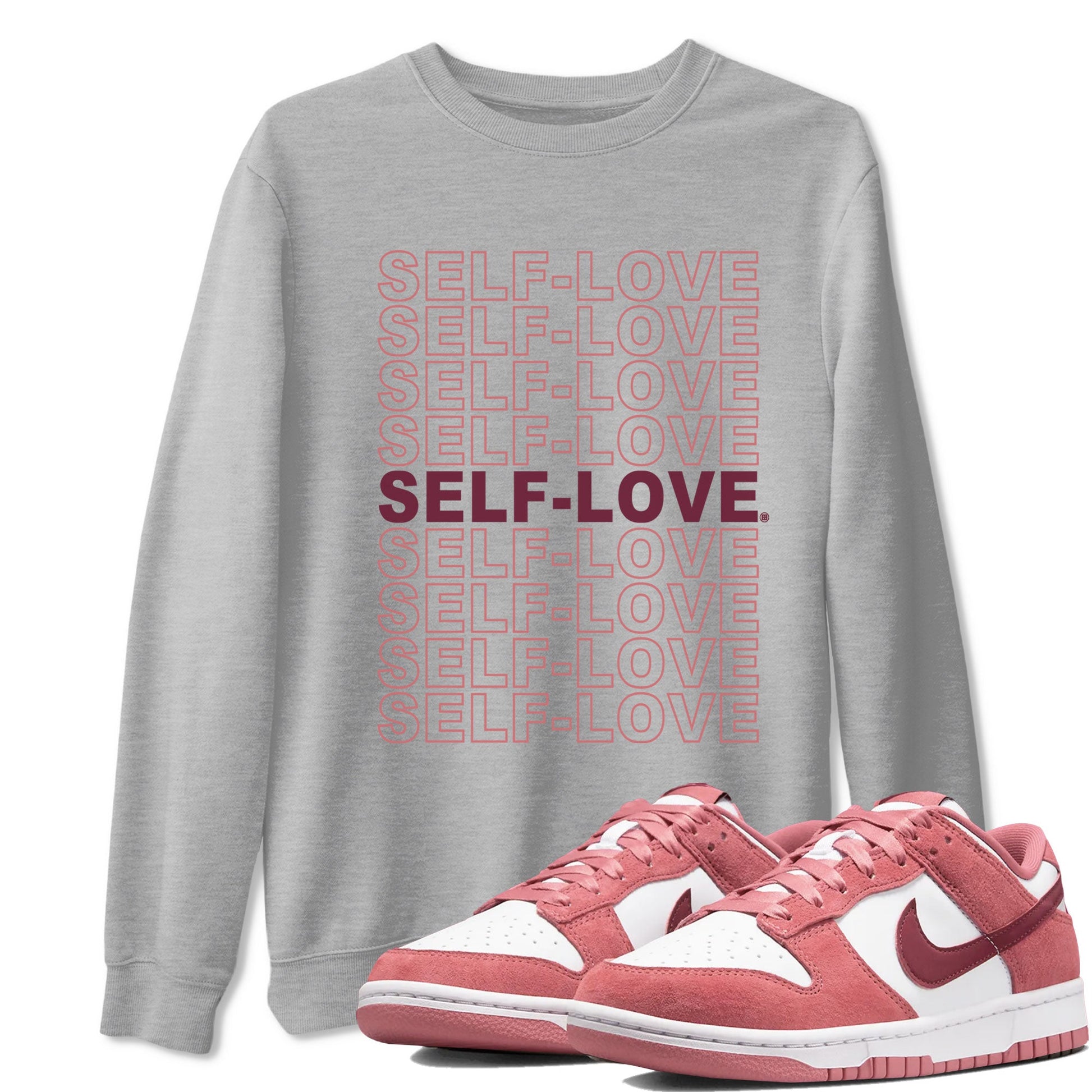 Dunk Low Valentine's Day 2024 sneaker shirt to match jordans Self Love sneaker tees Dunk Valentines Day 2024 SNRT Sneaker Tees Crew Neck Unisex Cotton Sneaker T-Shirt Heather Grey 1 T-Shirt