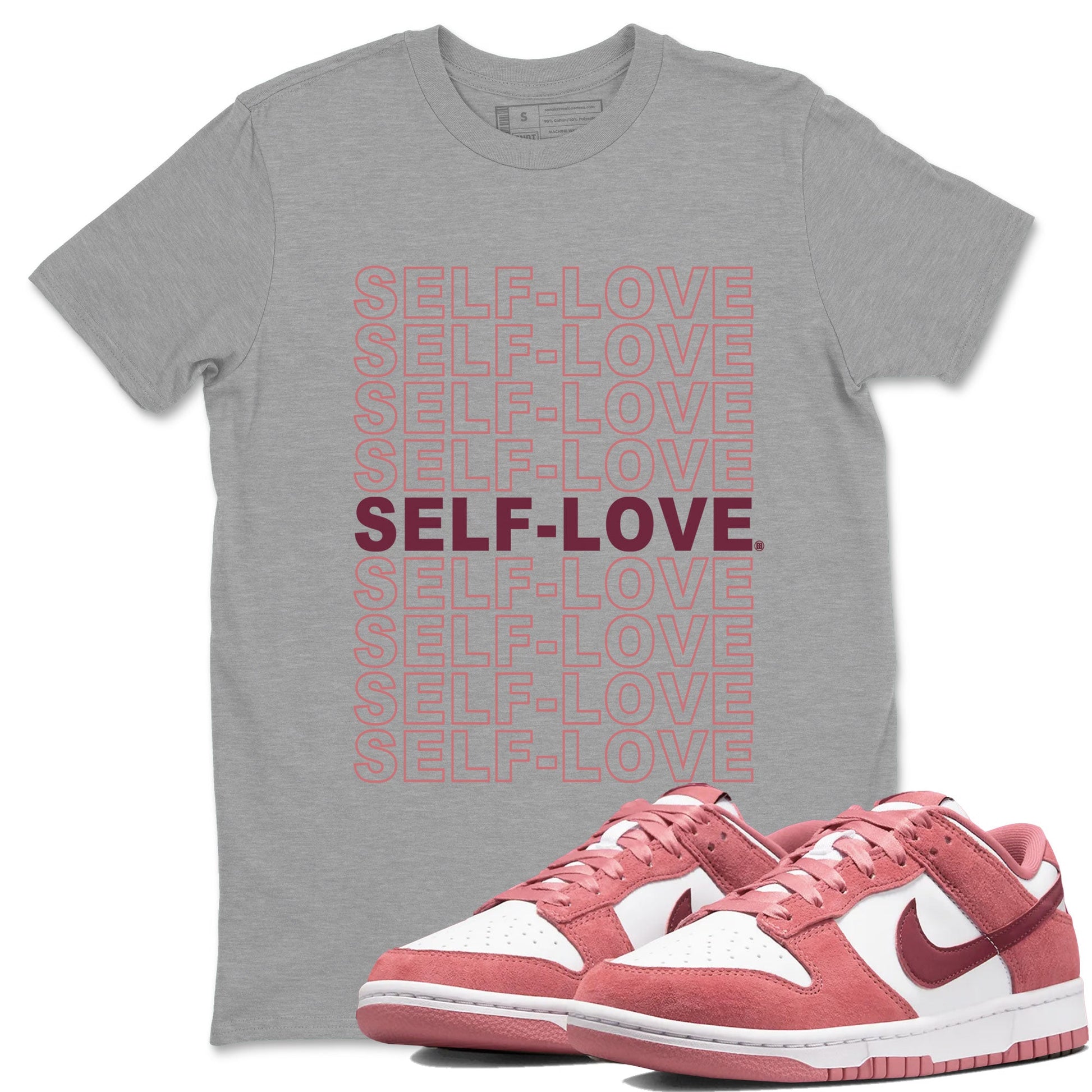 Dunk Low Valentine's Day 2024 sneaker shirt to match jordans Self Love sneaker tees Dunk Valentines Day 2024 SNRT Sneaker Tees Crew Neck Unisex Cotton Sneaker T-Shirt Heather Grey 1 T-Shirt