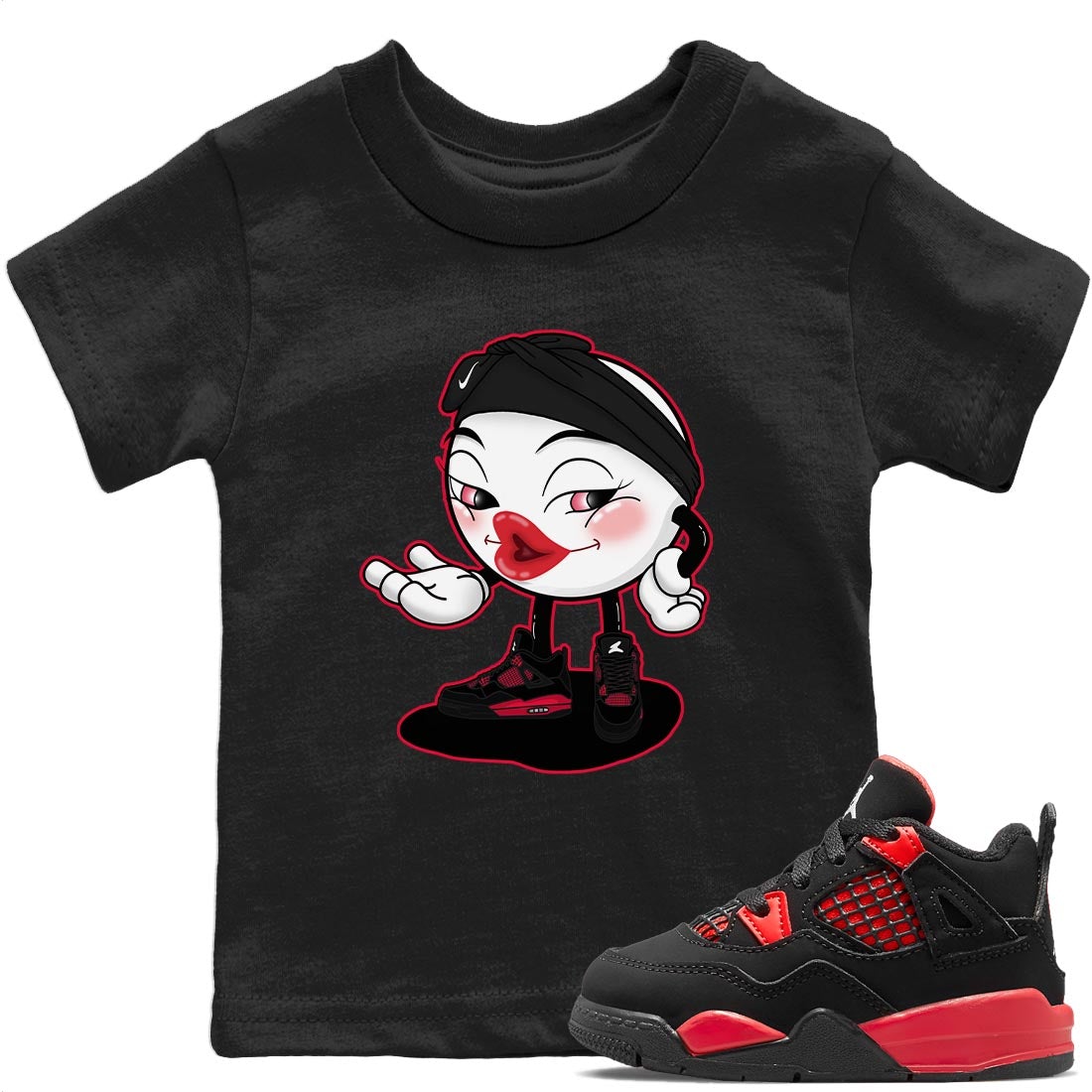 Jordan 4 Red Thunder Sneaker Match Tees Sexy Emoji Sneaker Tees Jordan 4 Red Thunder Sneaker Release Tees Kids Shirts