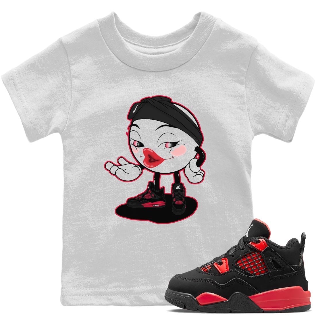 Jordan 4 Red Thunder Sneaker Match Tees Sexy Emoji Sneaker Tees Jordan 4 Red Thunder Sneaker Release Tees Kids Shirts