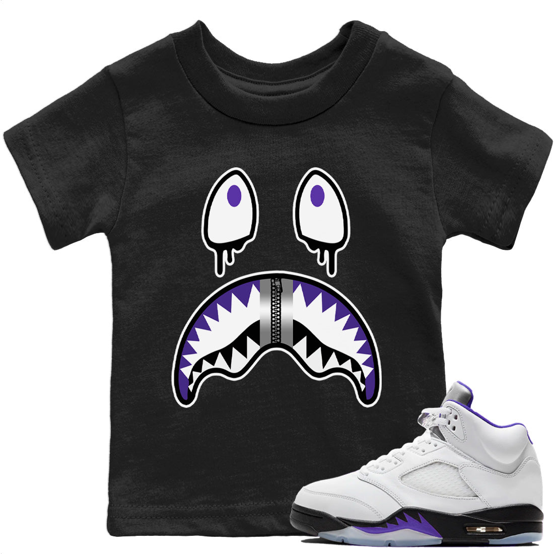 Jordan 5 Concord Sneaker Match Tees Shark Face Sneaker Tees Jordan 5 Concord Sneaker Release Tees Kids Shirts
