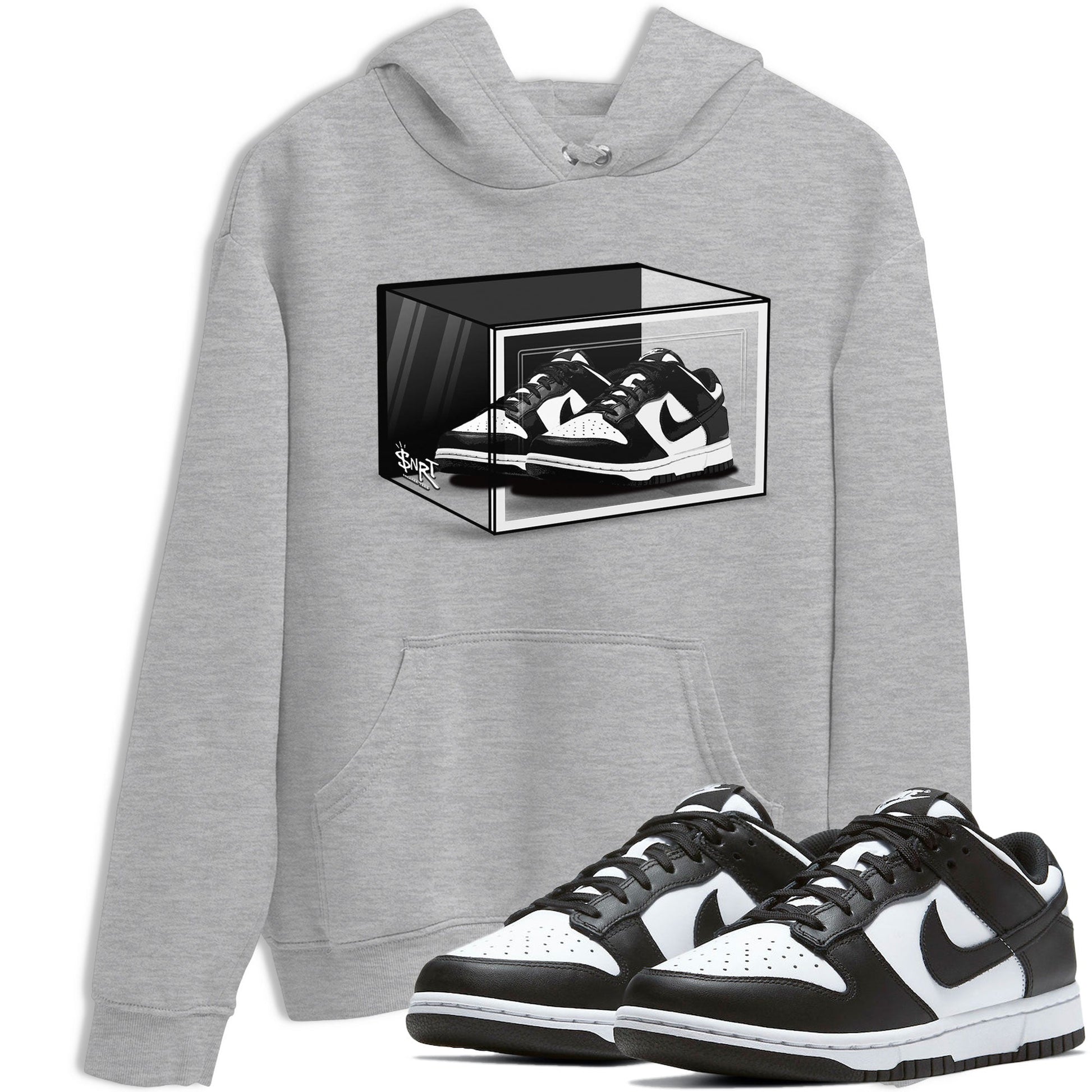 Dunk Panda shirt to match jordans Shoe Box sneaker tees Dunk Panda SNRT Sneaker Release Tees Unisex Heather Grey 1 T-Shirt