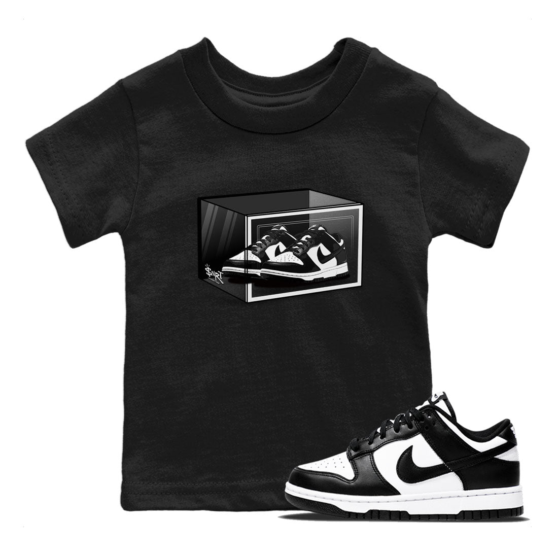 Dunk Panda shirt to match jordans Shoe Box sneaker tees Dunk Panda SNRT Sneaker Release Tees Baby Toddler Black 1 T-Shirt