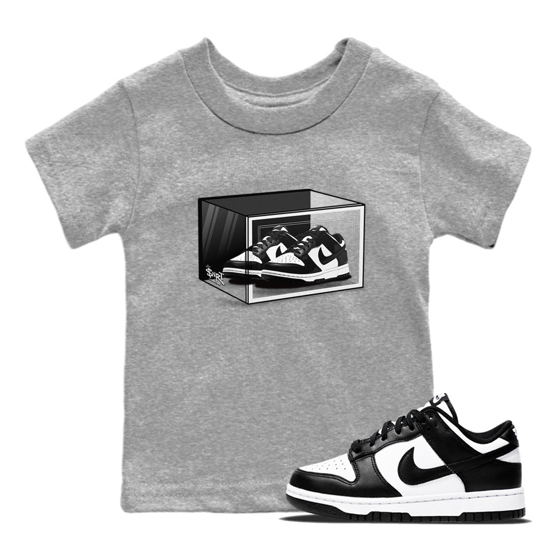 Dunk Panda shirt to match jordans Shoe Box sneaker tees Dunk Panda SNRT Sneaker Release Tees Baby Toddler Heather Grey 1 T-Shirt