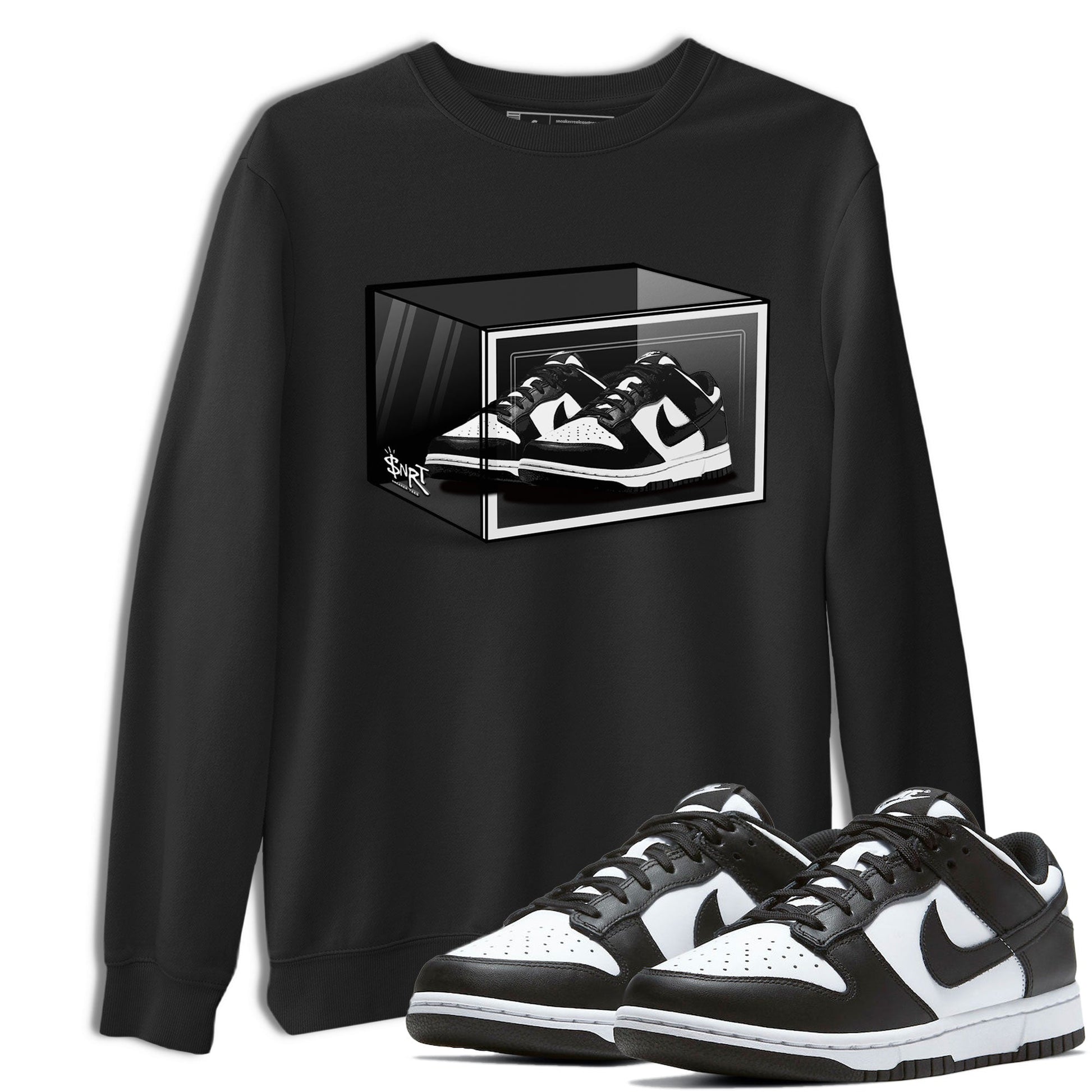 Dunk Panda shirt to match jordans Shoe Box sneaker tees Dunk Panda SNRT Sneaker Release Tees Unisex Black 1 T-Shirt