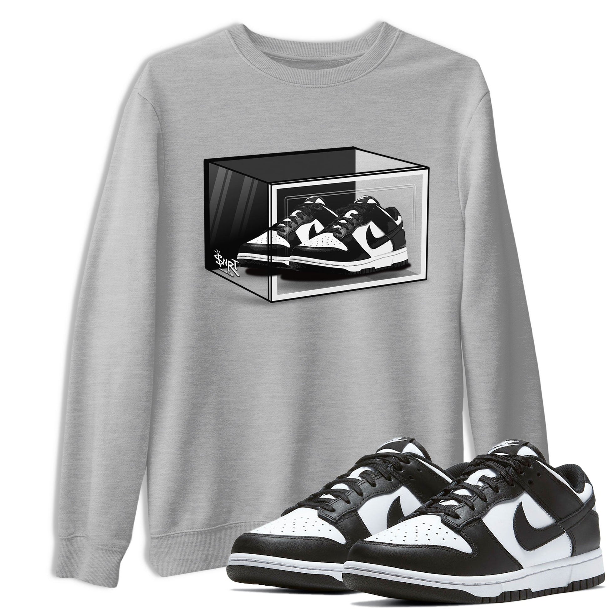 Dunk Panda shirt to match jordans Shoe Box sneaker tees Dunk Panda SNRT Sneaker Release Tees Unisex Heather Grey 1 T-Shirt