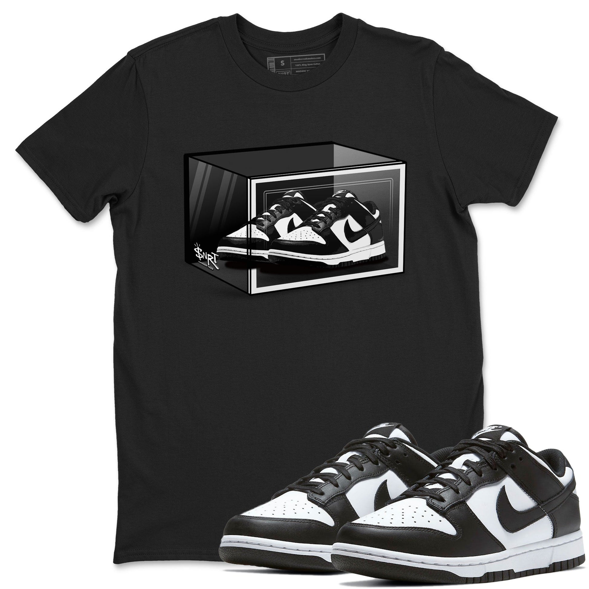 Dunk Panda shirt to match jordans Shoe Box sneaker tees Dunk Panda SNRT Sneaker Release Tees Unisex Black 1 T-Shirt