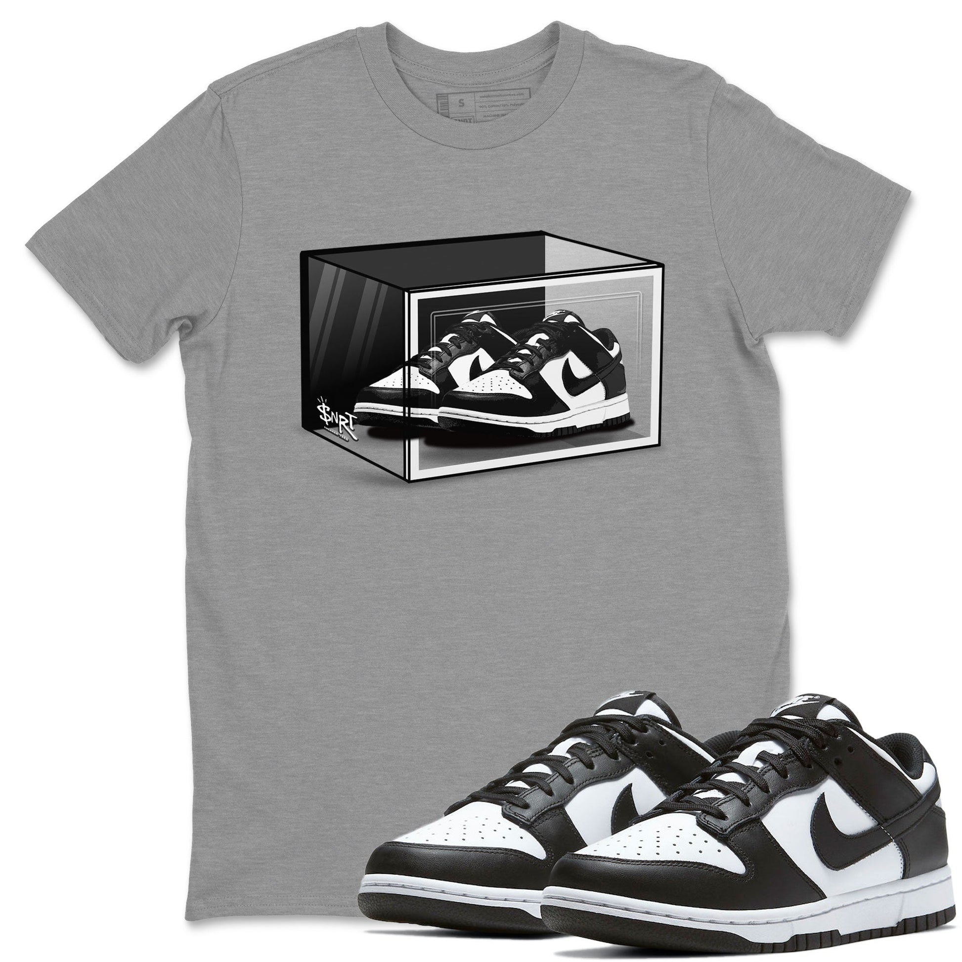 Dunk Panda shirt to match jordans Shoe Box sneaker tees Dunk Panda SNRT Sneaker Release Tees Unisex Heather Grey 1 T-Shirt