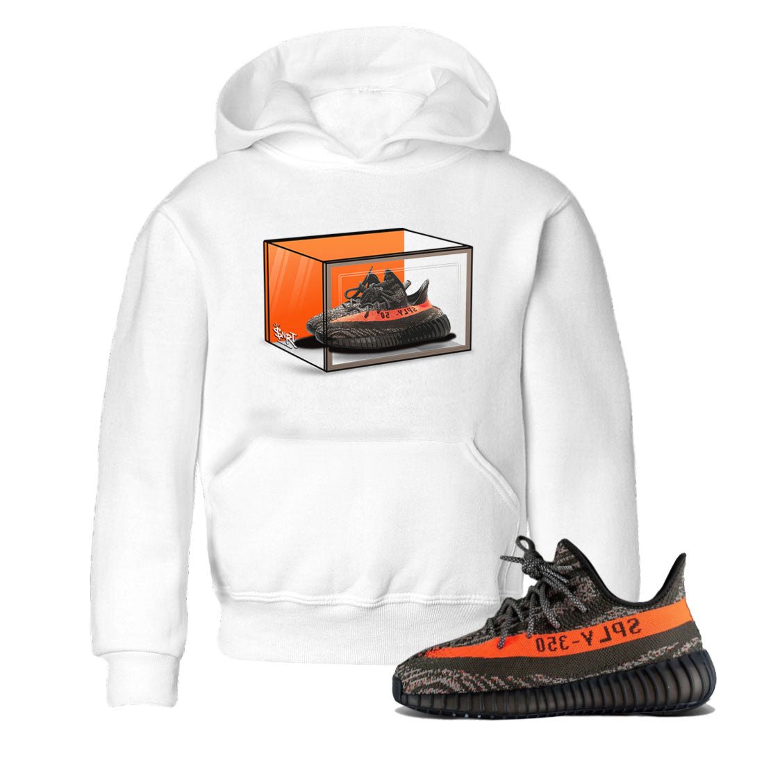 Yeezy 350 Carbon Beluga shirt to match jordans Shoe Box sneaker tees Yeezy Boost 350 Carbon Beluga SNRT Sneaker Release Tees Baby Toddler White 1 T-Shirt