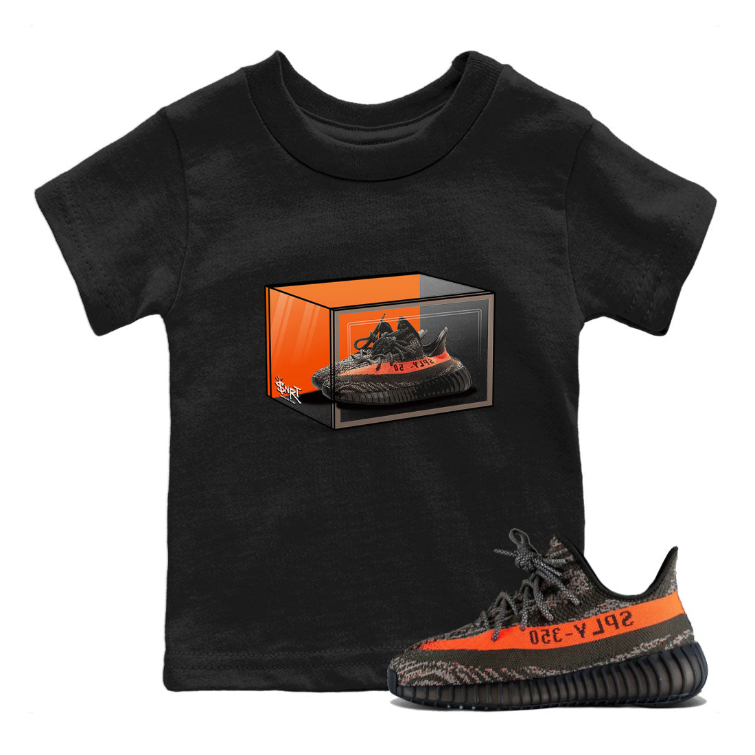 Yeezy 350 Carbon Beluga shirt to match jordans Shoe Box sneaker tees Yeezy Boost 350 Carbon Beluga SNRT Sneaker Release Tees Baby Toddler Black 1 T-Shirt
