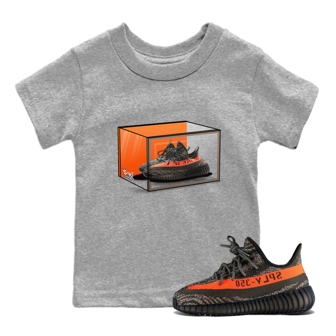Yeezy 350 Carbon Beluga shirt to match jordans Shoe Box sneaker tees Yeezy Boost 350 Carbon Beluga SNRT Sneaker Release Tees Baby Toddler Heather Grey 1 T-Shirt