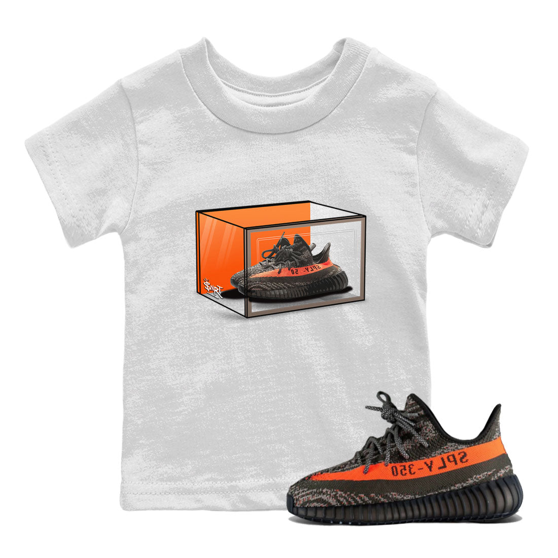 Yeezy 350 Carbon Beluga shirt to match jordans Shoe Box sneaker tees Yeezy Boost 350 Carbon Beluga SNRT Sneaker Release Tees Baby Toddler White 1 T-Shirt