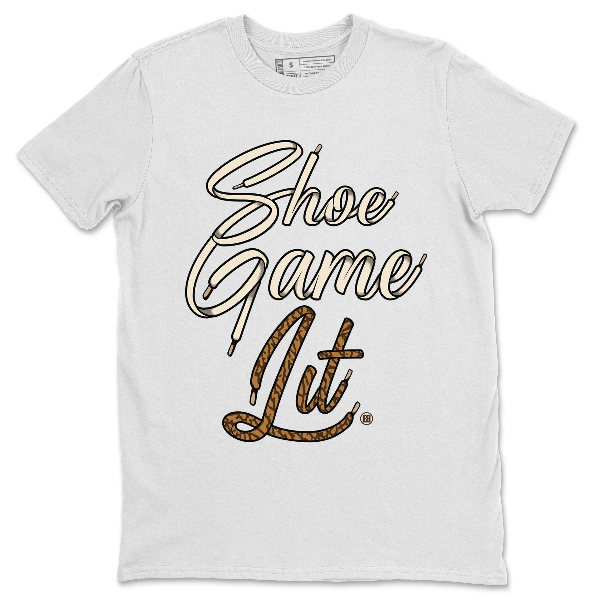 Air Jordan 3 Palomino Sneaker Match Tees Shoe Game Lit Shoe Lace Sneaker Tees Jordan 3 Retro Palomino Sneaker Release Tees Unisex Shirts White 2