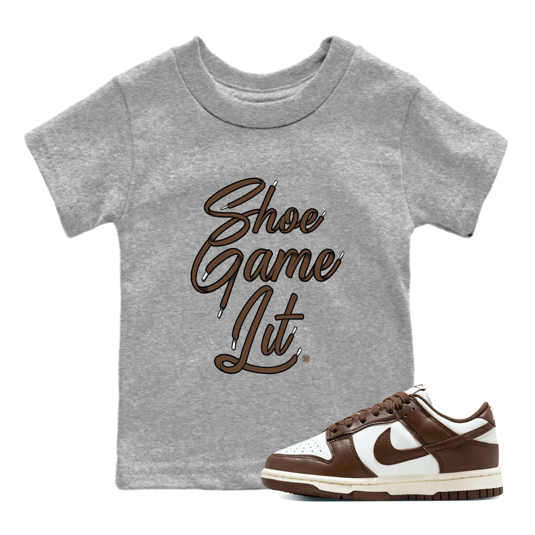 Dunk Low WMNS Cacao Wow sneaker shirt to match jordans Shoe Game Lit Shoe Lace sneaker tees Dunk Cacao Wow SNRT Sneaker Release Tees Baby Toddler Heather Grey 1 T-Shirt