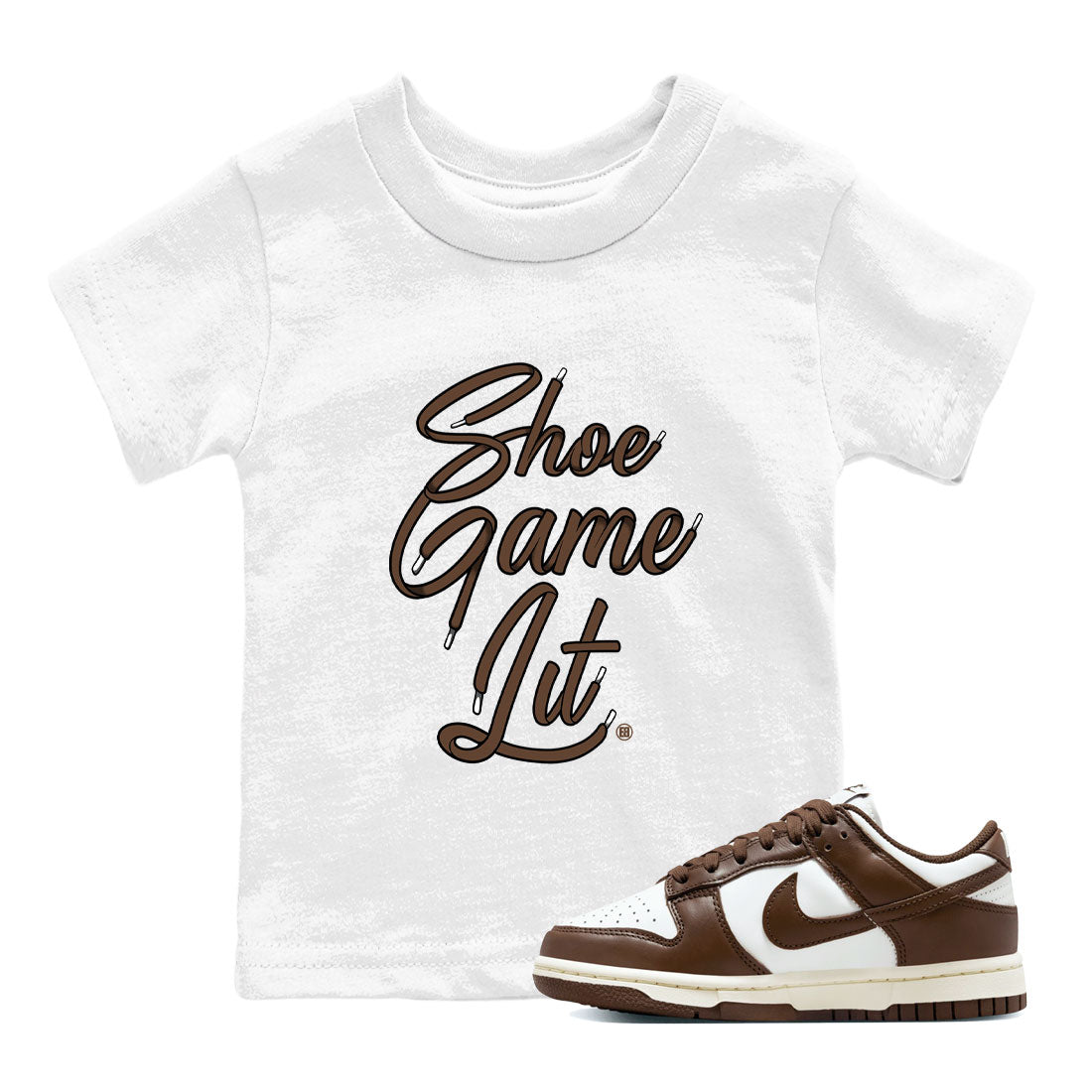 Dunk Low WMNS Cacao Wow sneaker shirt to match jordans Shoe Game Lit Shoe Lace sneaker tees Dunk Cacao Wow SNRT Sneaker Release Tees Baby Toddler White 1 T-Shirt