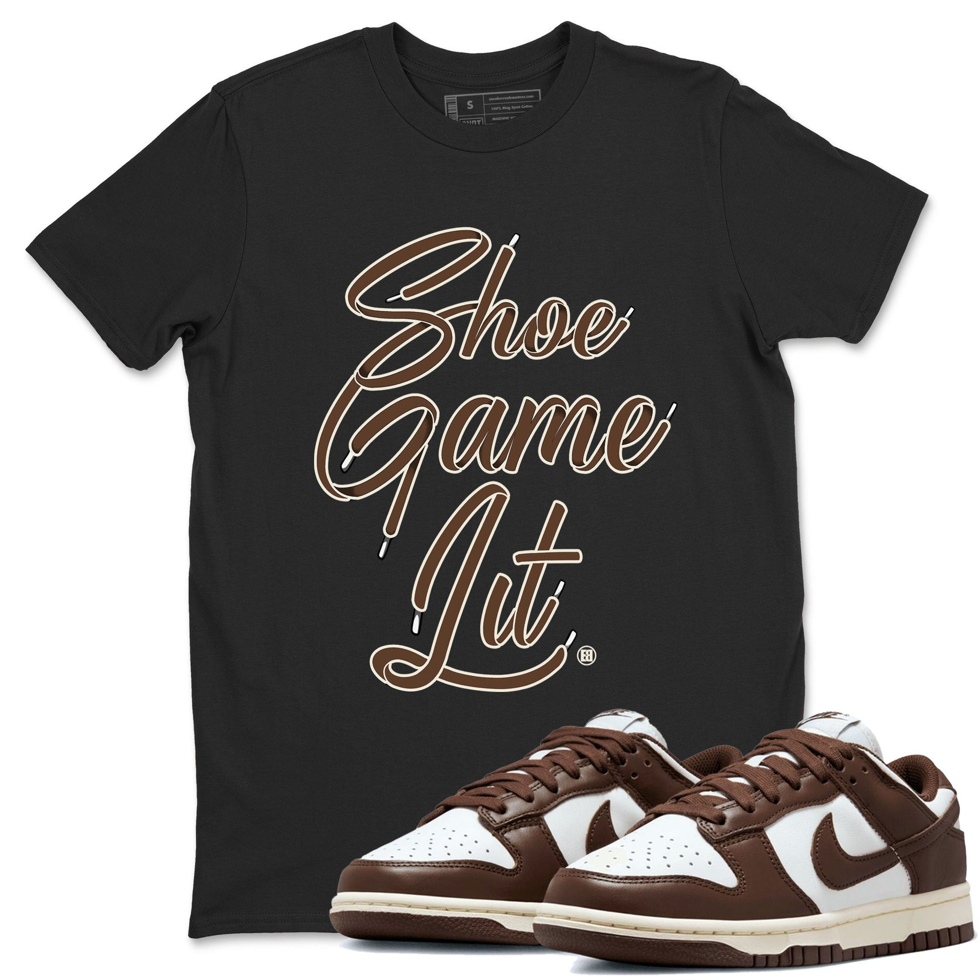Dunk Low WMNS Cacao Wow sneaker shirt to match jordans Shoe Game Lit Shoe Lace sneaker tees Dunk Cacao Wow SNRT Sneaker Tees Crew Neck Unisex Cotton Sneaker T-Shirt Black 1 T-Shirt