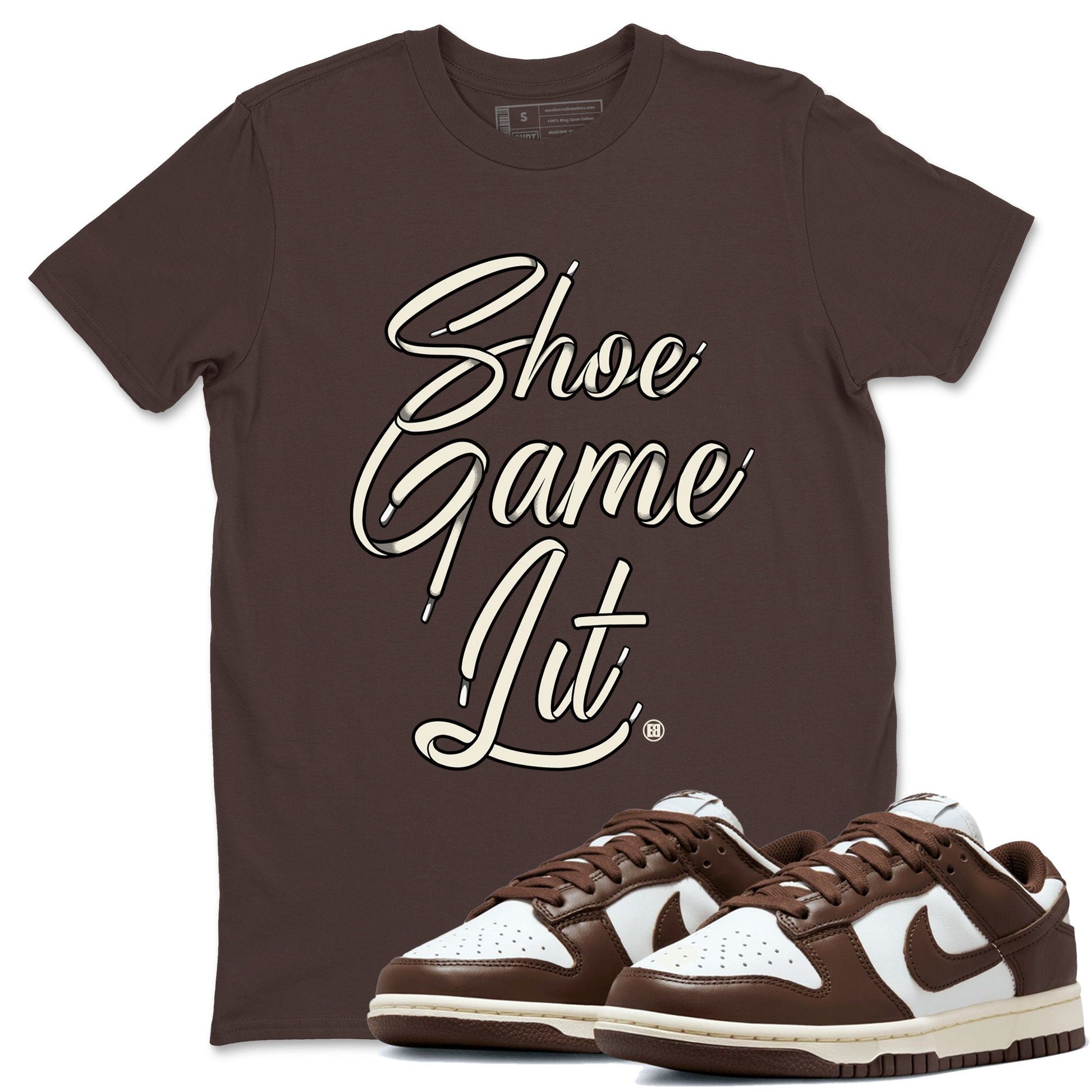 Dunk Low WMNS Cacao Wow sneaker shirt to match jordans Shoe Game Lit Shoe Lace sneaker tees Dunk Cacao Wow SNRT Sneaker Tees Crew Neck Unisex Cotton Sneaker T-Shirt Dark Chocolate 1 T-Shirt