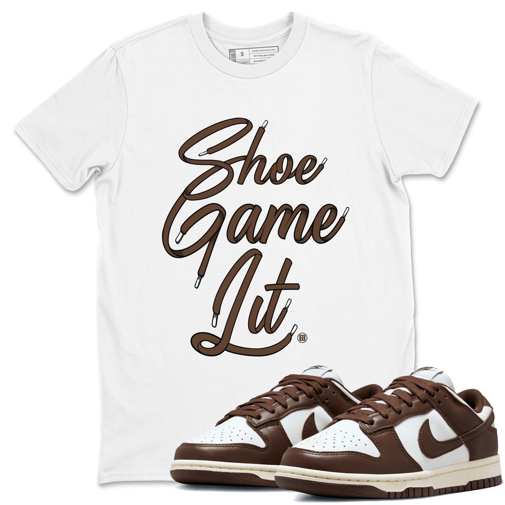 Dunk Low WMNS Cacao Wow sneaker shirt to match jordans Shoe Game Lit Shoe Lace sneaker tees Dunk Cacao Wow SNRT Sneaker Tees Crew Neck Unisex Cotton Sneaker T-Shirt White 1 T-Shirt