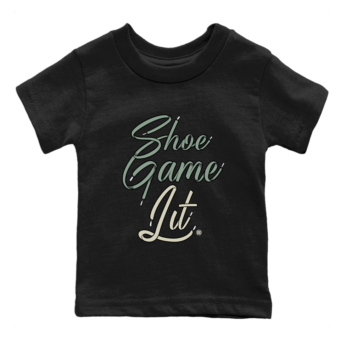 Dunk Low Mica Green Shirts Shoe Game Lit Shoe Lace Sneaker Tees Dunk Mica Green Sneaker Release Tees Kids Shirts Black 2