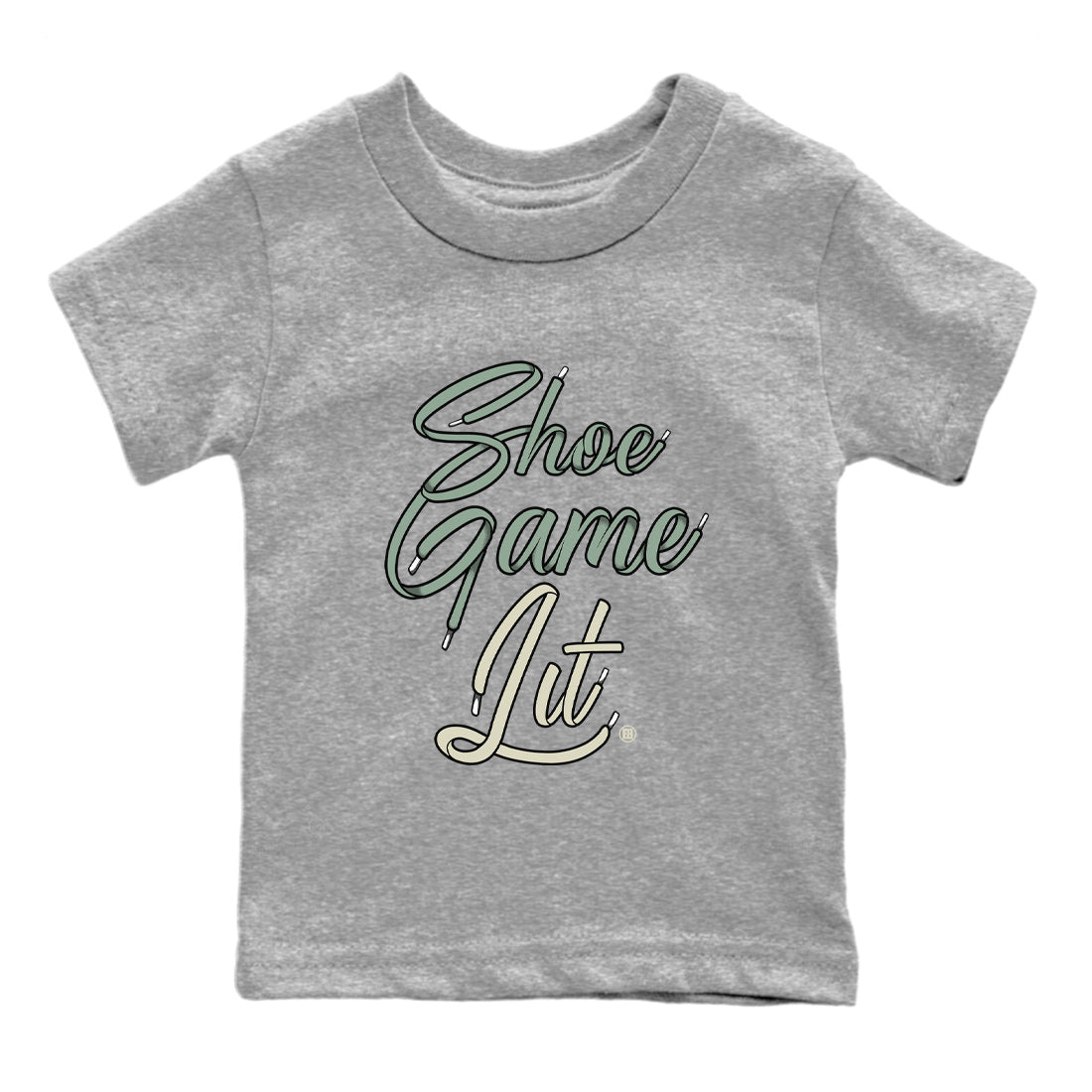 Dunk Low Mica Green Shirts Shoe Game Lit Shoe Lace Sneaker Tees Dunk Mica Green Sneaker Release Tees Kids Shirts Heather Grey 2