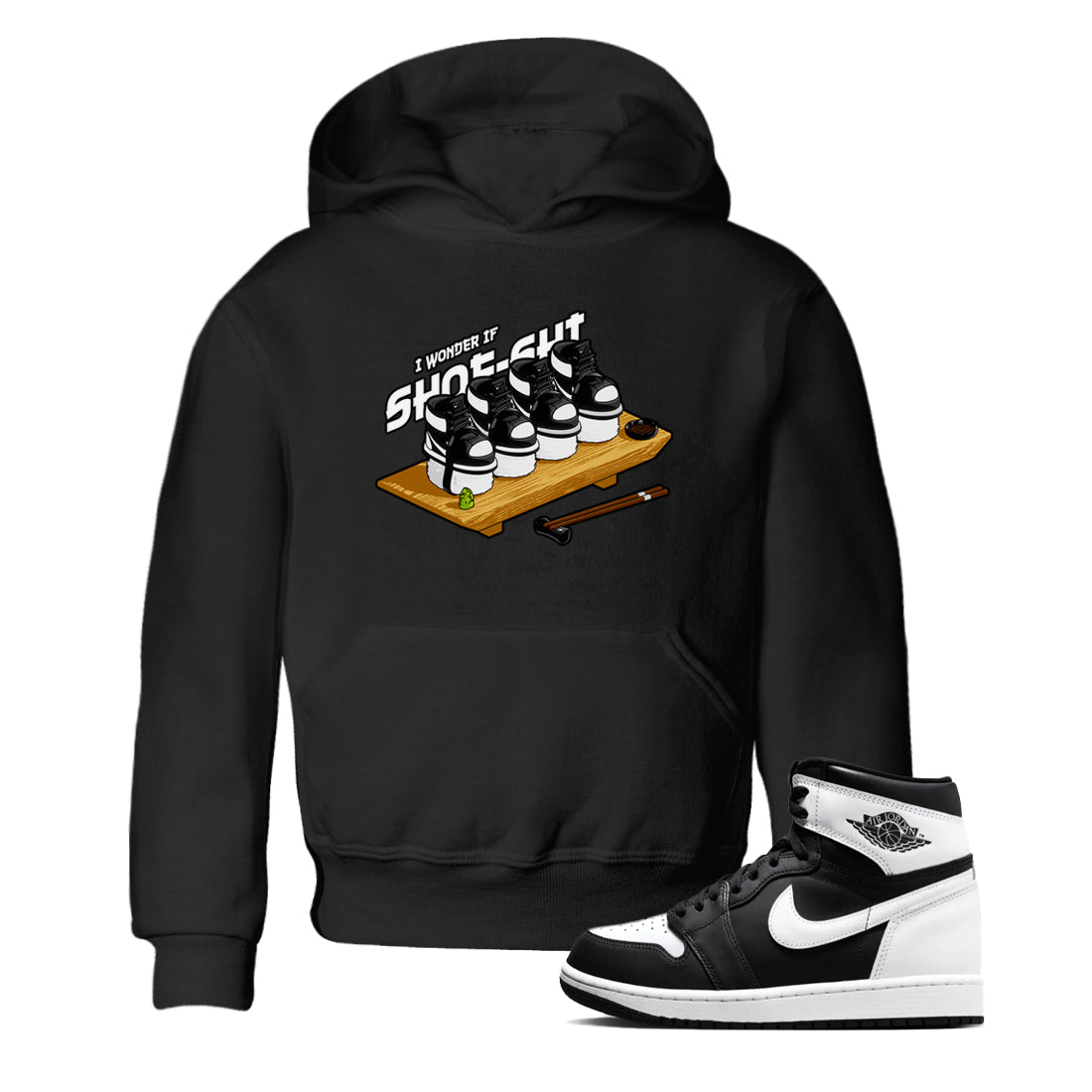 1s Black White shirt to match jordans Shoe-Shi sneaker tees Air Jordan 1 High OG Black White SNRT sneaker release tees baby toddler Black 1 cotton Shirt