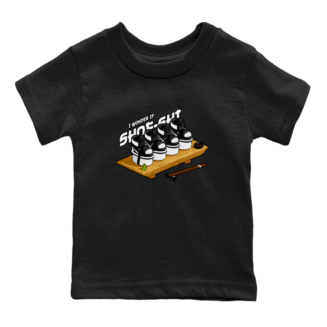 1s Black White shirt to match jordans Shoe-Shi sneaker tees Air Jordan 1 High OG Black White SNRT sneaker release tees baby toddler Black 2 cotton Shirt