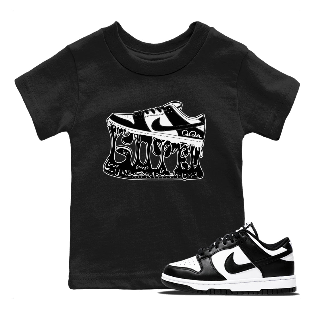 Dunk Panda shirt to match jordans Shoe Stuck sneaker tees Nike Dunk Low Panda SNRT Sneaker Release Tees Baby Toddler Black 1 T-Shirt