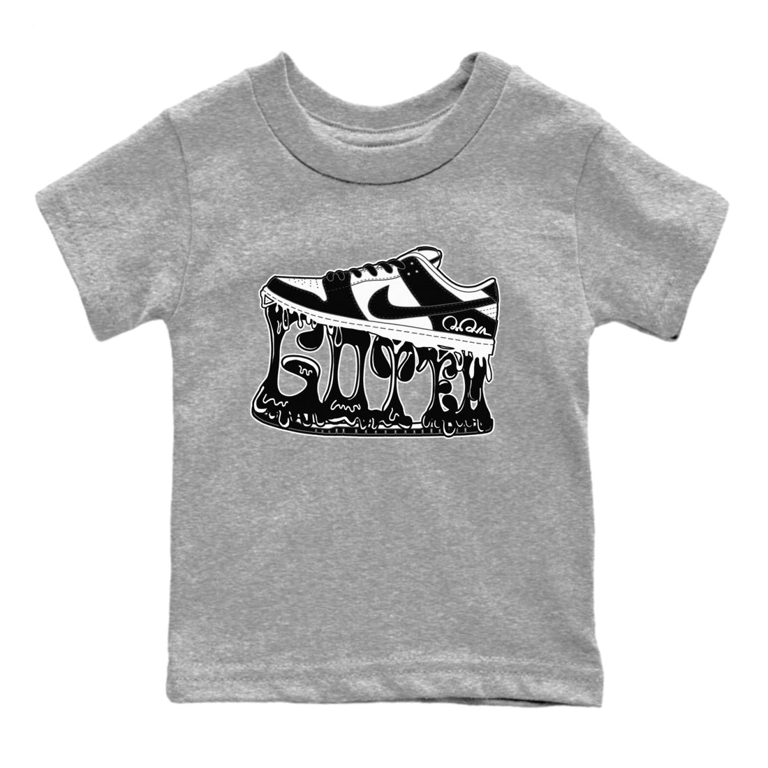 Dunk Panda shirt to match jordans Shoe Stuck sneaker tees Nike Dunk Low Panda SNRT Sneaker Release Tees Baby Toddler Heather Grey 2 T-Shirt