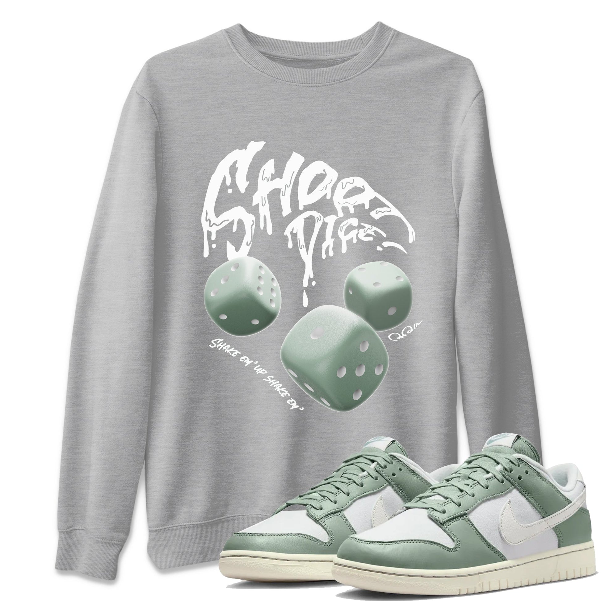 Dunk Mica Green Sneaker Match Tees Shoot Dice Sneaker Tees Nike Dunk Low Mica Green Sneaker Release Tees Unisex Shirts Heather Grey 1