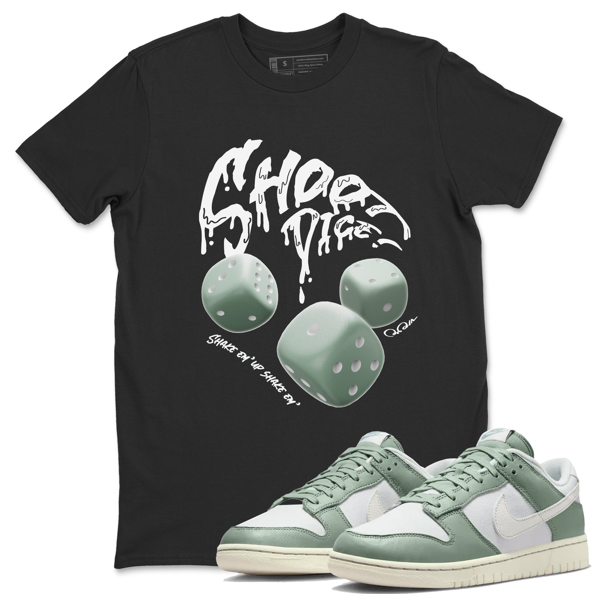 Dunk Mica Green Sneaker Match Tees Shoot Dice Sneaker Tees Nike Dunk Low Mica Green Sneaker Release Tees Unisex Shirts Black 1