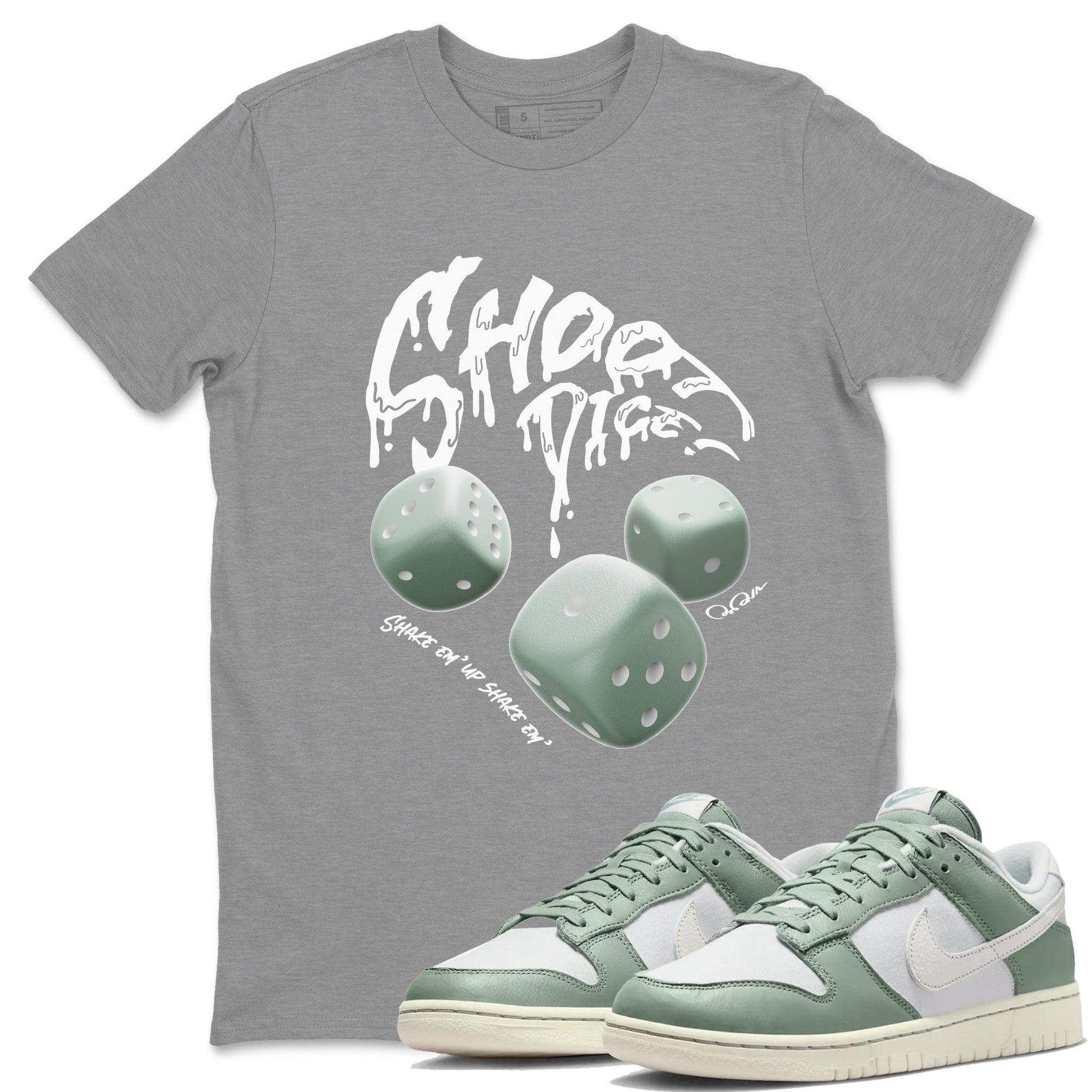 Dunk Mica Green Sneaker Match Tees Shoot Dice Sneaker Tees Nike Dunk Low Mica Green Sneaker Release Tees Unisex Shirts Heather Grey 1