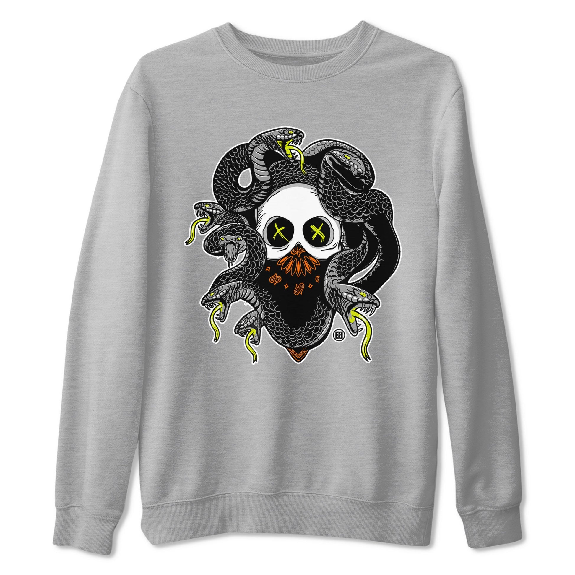 Dunk Mid Premium shirt to match jordans Skull Medusa sneaker tees Dunk Halloween SNRT Sneaker Tees Casual Crew Neck T-Shirt Unisex Heather Grey 2 T-Shirt