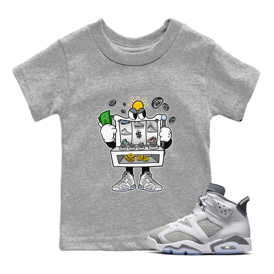 Jordan 6 Cool Grey Sneaker Match Tees Slot Machine Sneaker Tees Jordan 6 Cool Grey Sneaker Release Tees Kids Shirts
