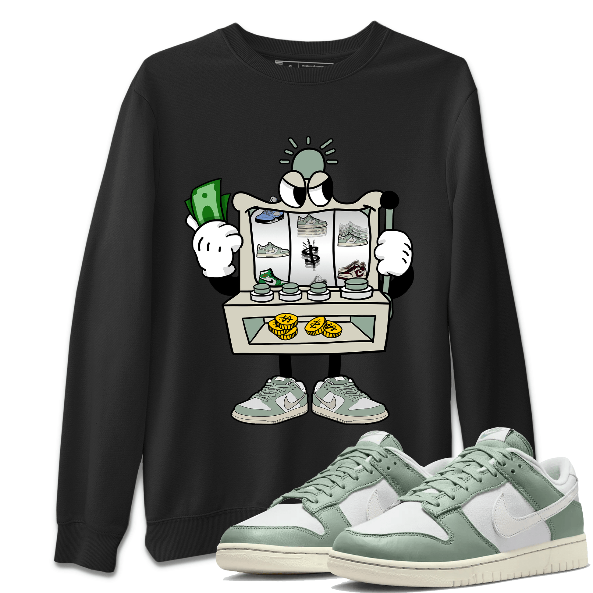 Dunk Low Mica Green Sneaker Match Tees Slot Machine Sneaker Tees Dunk Mica Green Sneaker Release Tees Unisex Shirts Black 1
