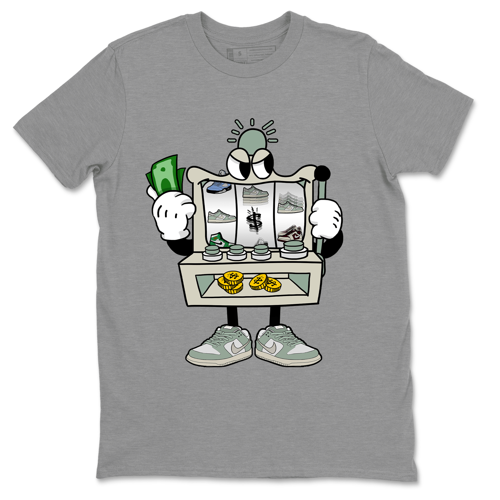 Dunk Low Mica Green Sneaker Match Tees Slot Machine Sneaker Tees Dunk Mica Green Sneaker Release Tees Unisex Shirts Heather Grey 2