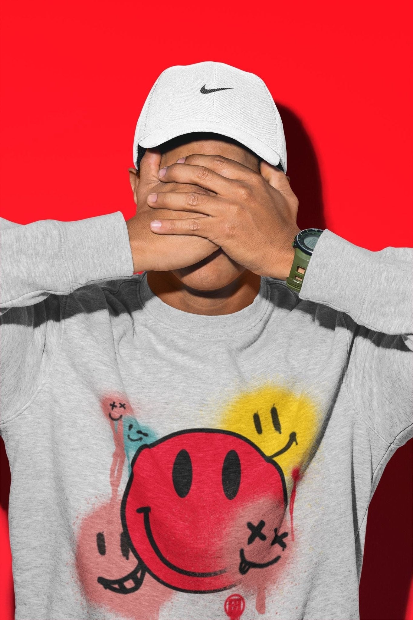 Yeezy 700 Hi-Res Red Sneaker Match Tees Smile Painting Sneaker Tees Yeezy 700 Hi-Res Red Sneaker Release Tees Unisex Shirts