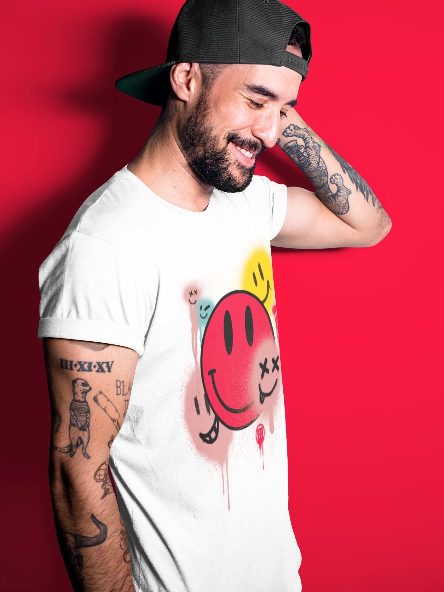 Yeezy 700 Hi-Res Red Sneaker Match Tees Smile Painting Sneaker Tees Yeezy 700 Hi-Res Red Sneaker Release Tees Unisex Shirts