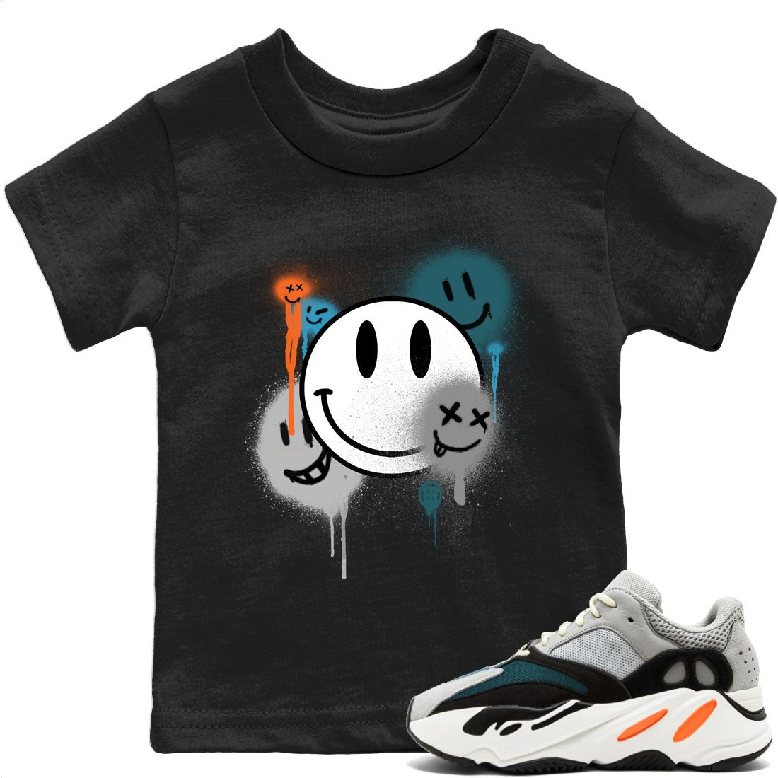 Yeezy 700 Wave Runner Sneaker Match Tees Smile Painting Sneaker Tees Yeezy 700 Wave Runner Sneaker Release Tees Kids Shirts