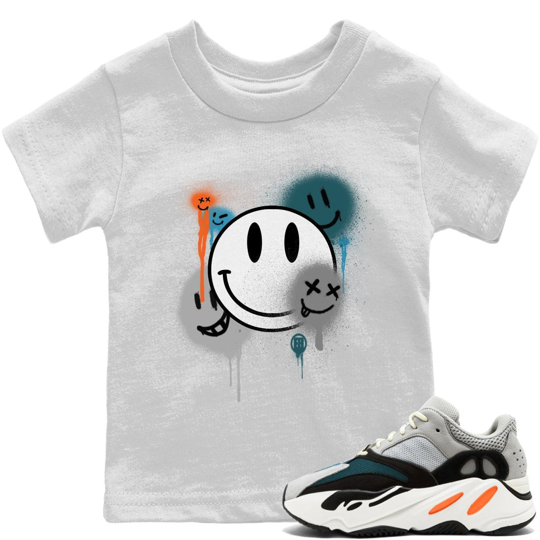 Yeezy 700 Wave Runner Sneaker Match Tees Smile Painting Sneaker Tees Yeezy 700 Wave Runner Sneaker Release Tees Kids Shirts