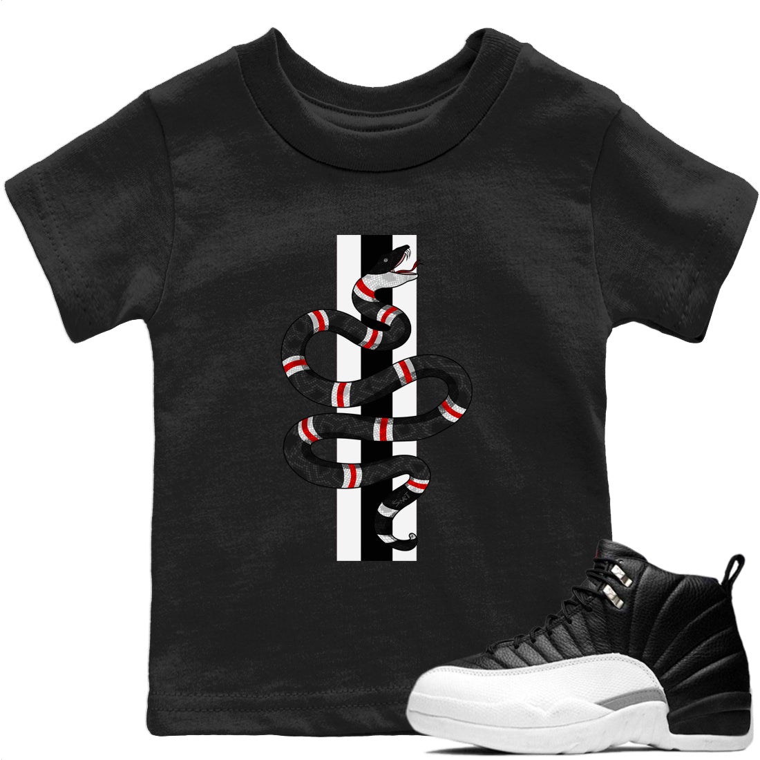 Jordan 12 Playoffs Sneaker Match Tees Snake Sneaker Tees Jordan 12 Playoffs Sneaker Release Tees Kids Shirts