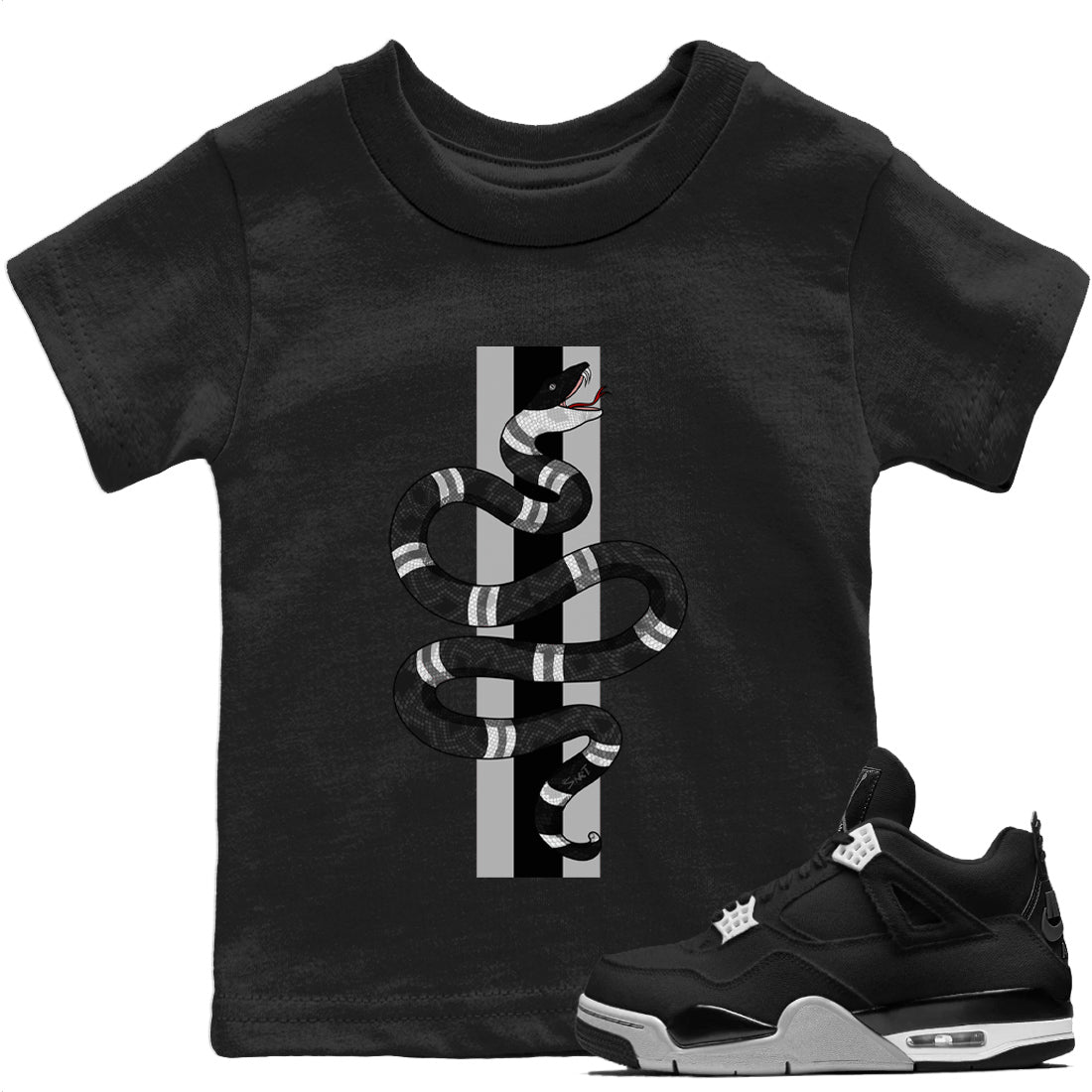Jordan 4 Black Canvas Sneaker Match Tees Snake Sneaker Tees Jordan 4 Black Canvas Sneaker Release Tees Kids Shirts