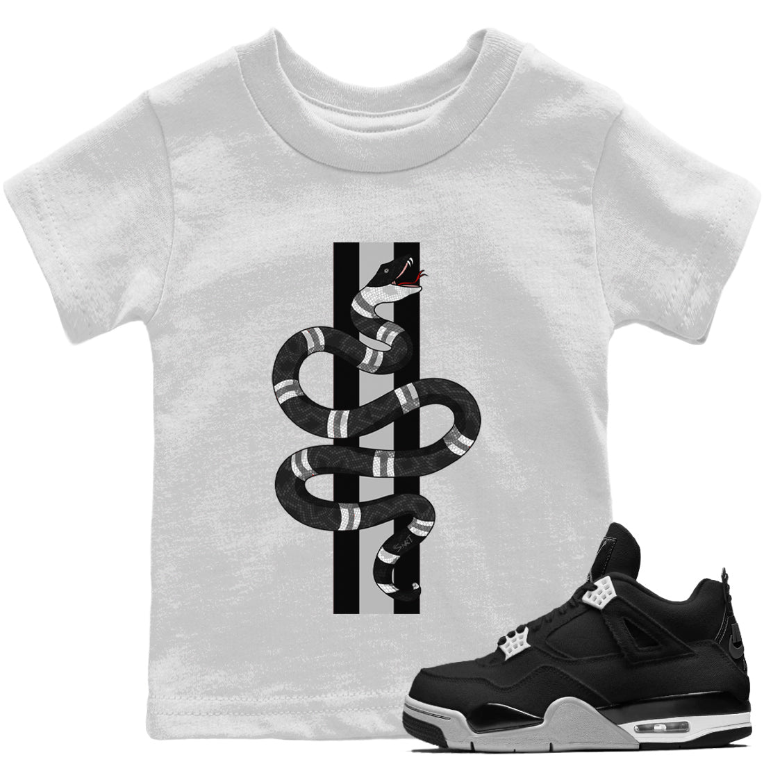 Jordan 4 Black Canvas Sneaker Match Tees Snake Sneaker Tees Jordan 4 Black Canvas Sneaker Release Tees Kids Shirts