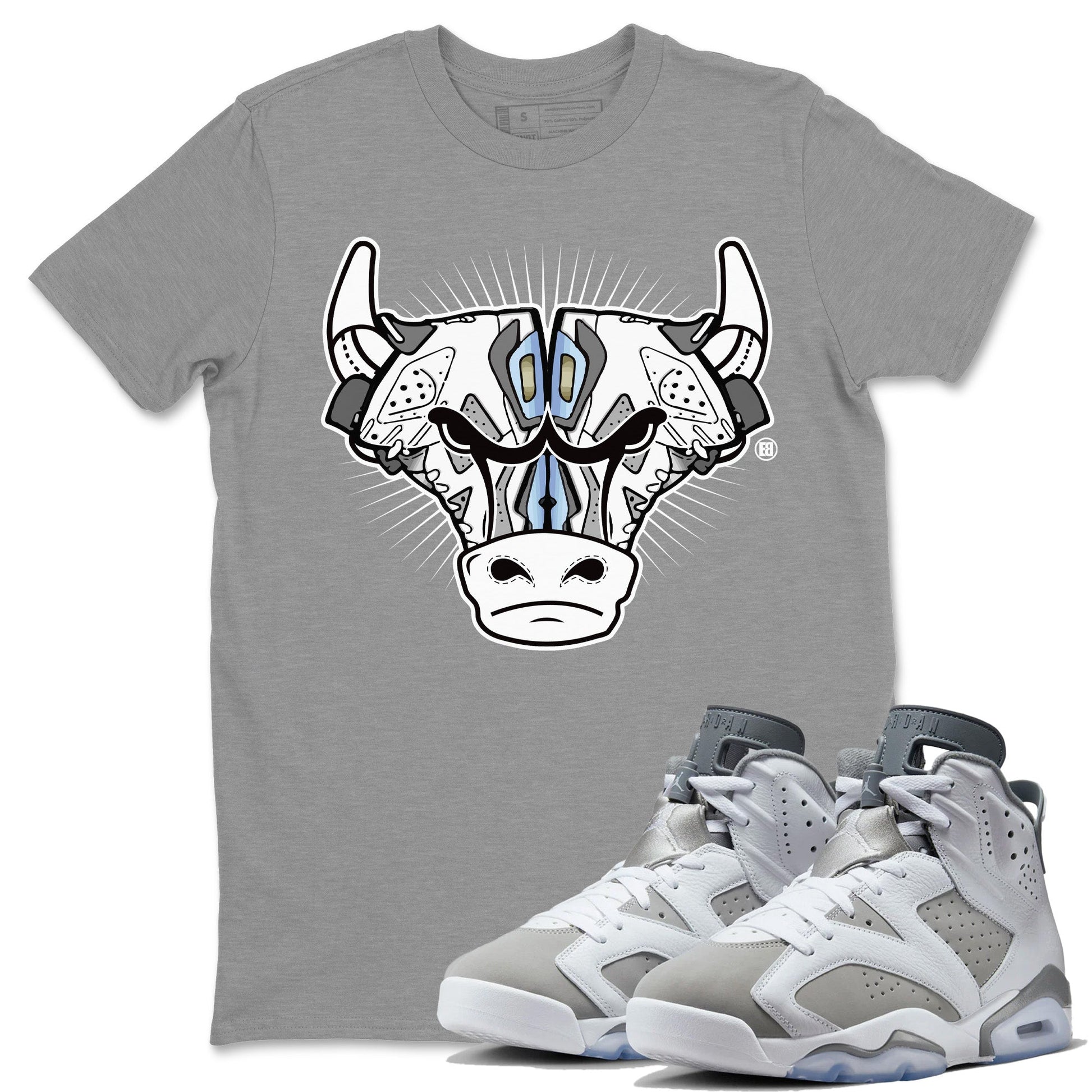 Jordan 6 Cool Grey Sneaker Match Tees Sneaker Bull Head Sneaker Tees Jordan 6 Cool Grey Sneaker Release Tees Unisex Shirts