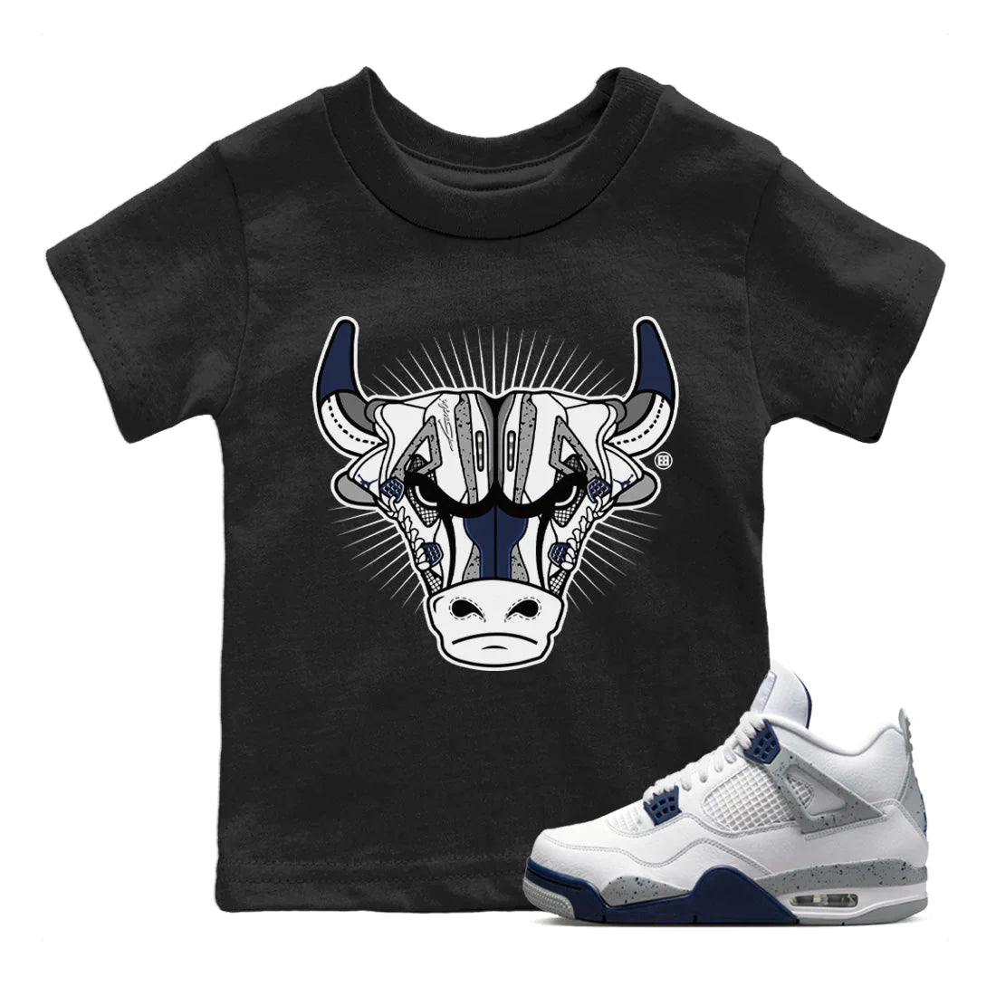 Jordan 4 Midnight Navy Sneaker Match Tees Sneaker Bull Head Sneaker Tees Jordan 4 Midnight Navy Sneaker Release Tees Kids Shirts
