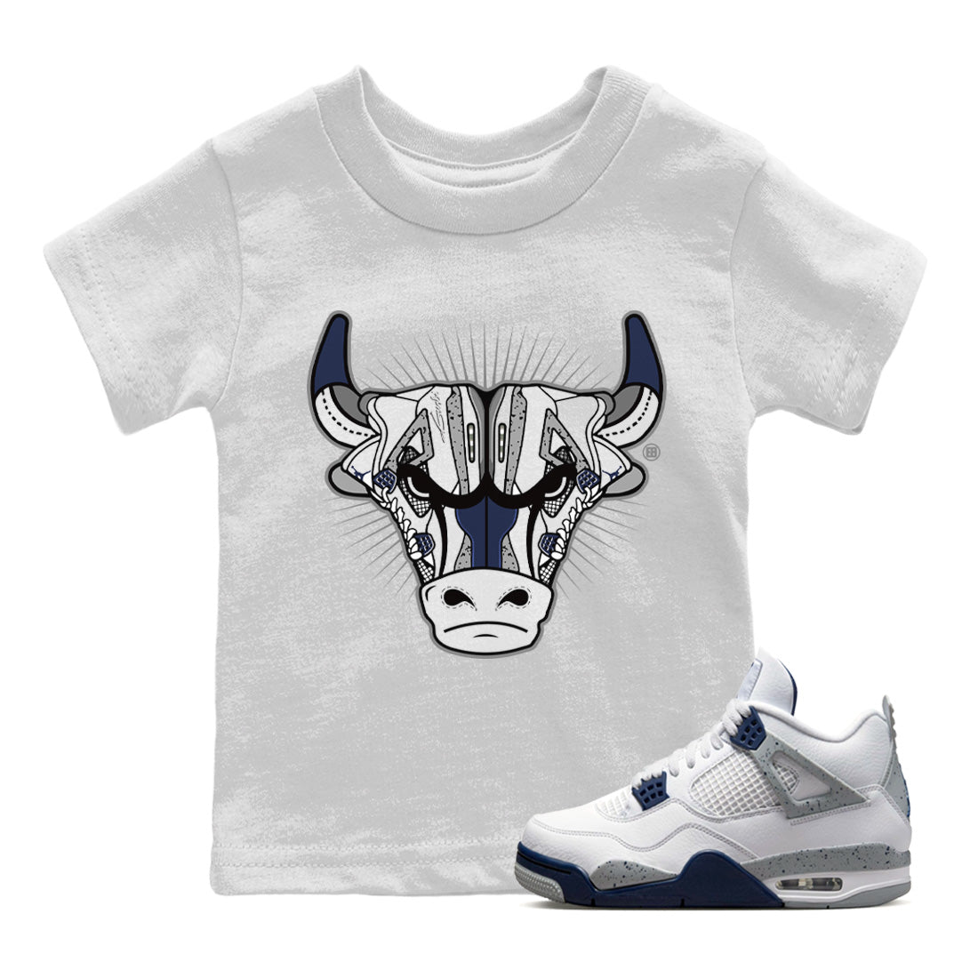Jordan 4 Midnight Navy Sneaker Match Tees Sneaker Bull Head Sneaker Tees Jordan 4 Midnight Navy Sneaker Release Tees Kids Shirts